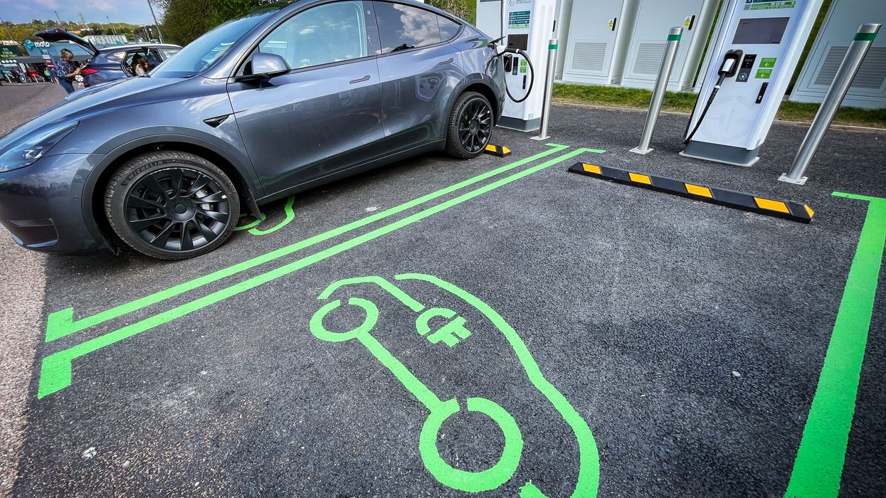 An electric car charging