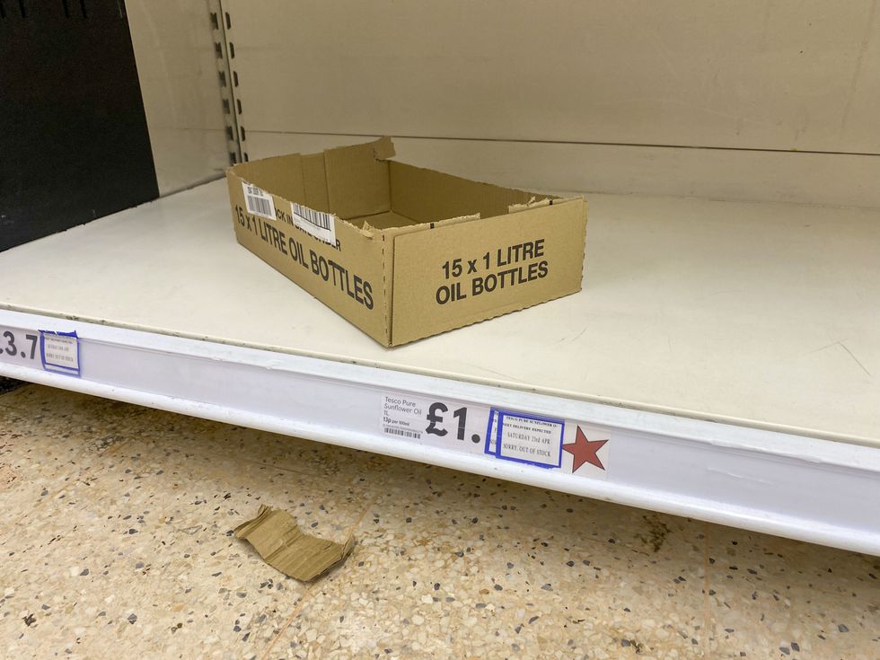An empty shelf in Tesco