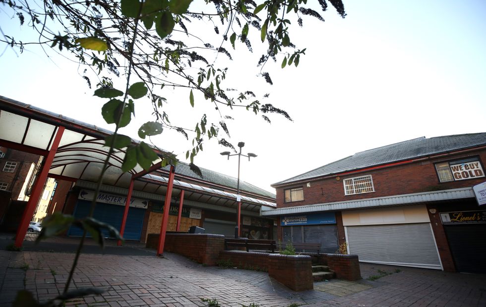 An empty shopping precinct in Rotherham town centre on the last Saturday shopping day before Christmas.