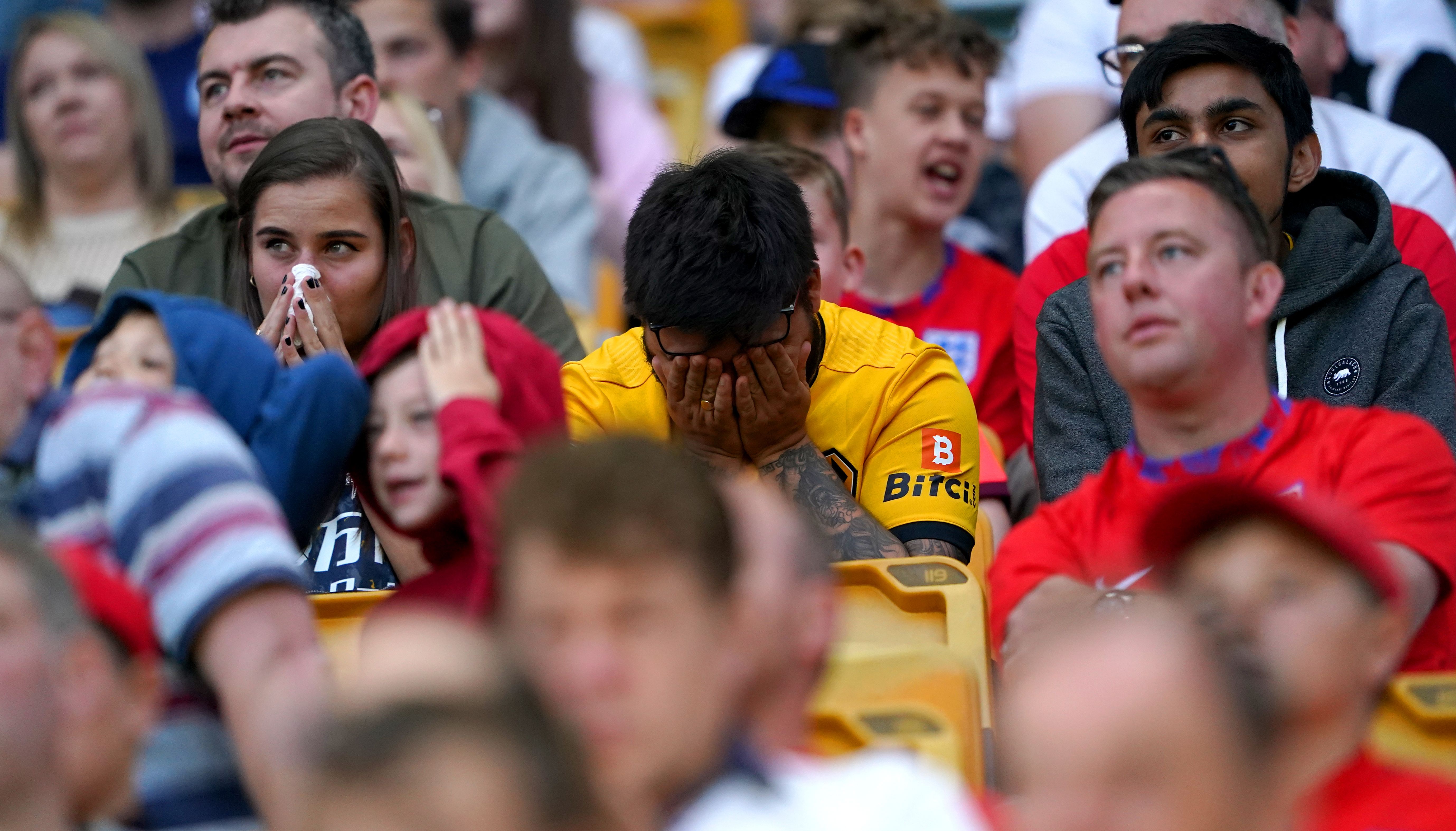 An England fan appears dejected during the UEFA Nations League match at the Molineux Stadium, Wolverhampton.