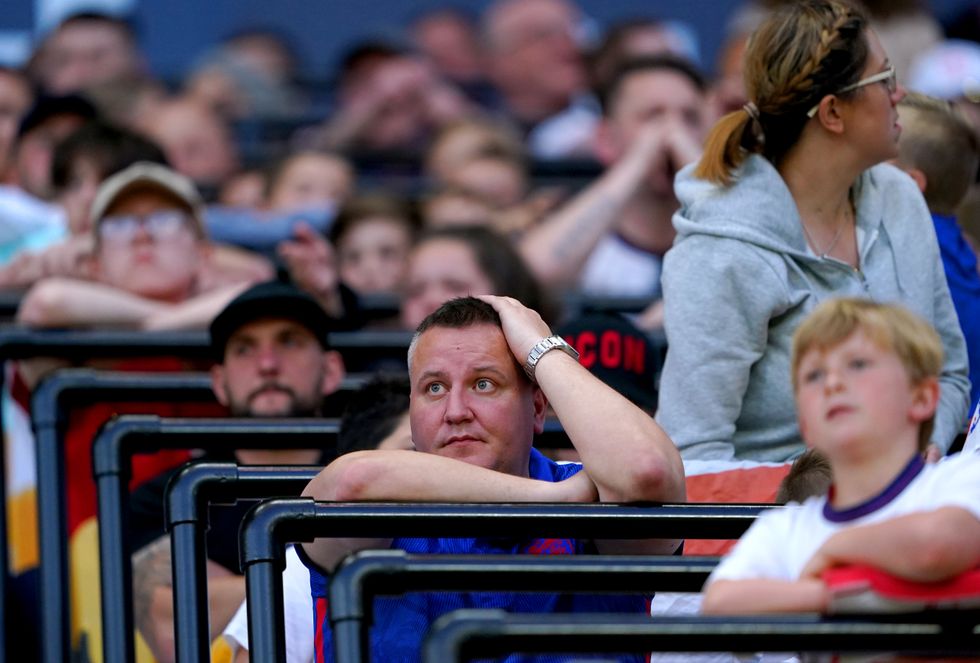 An England fan appears dejected during the UEFA Nations League match at the Molineux Stadium, Wolverhampton.