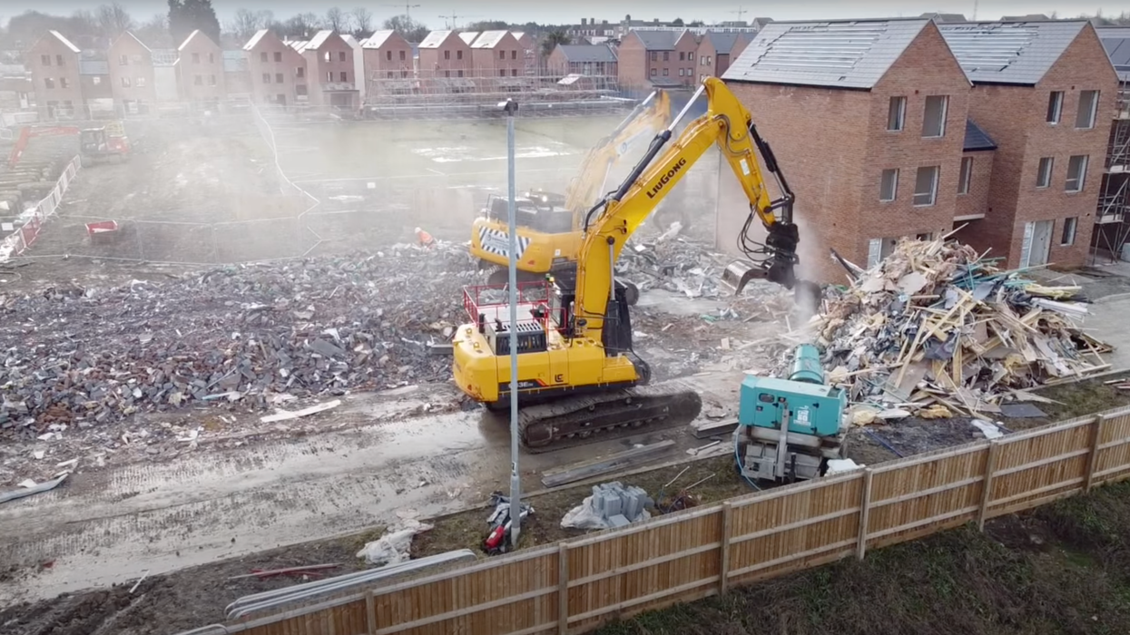 An entire housing estate being demolished