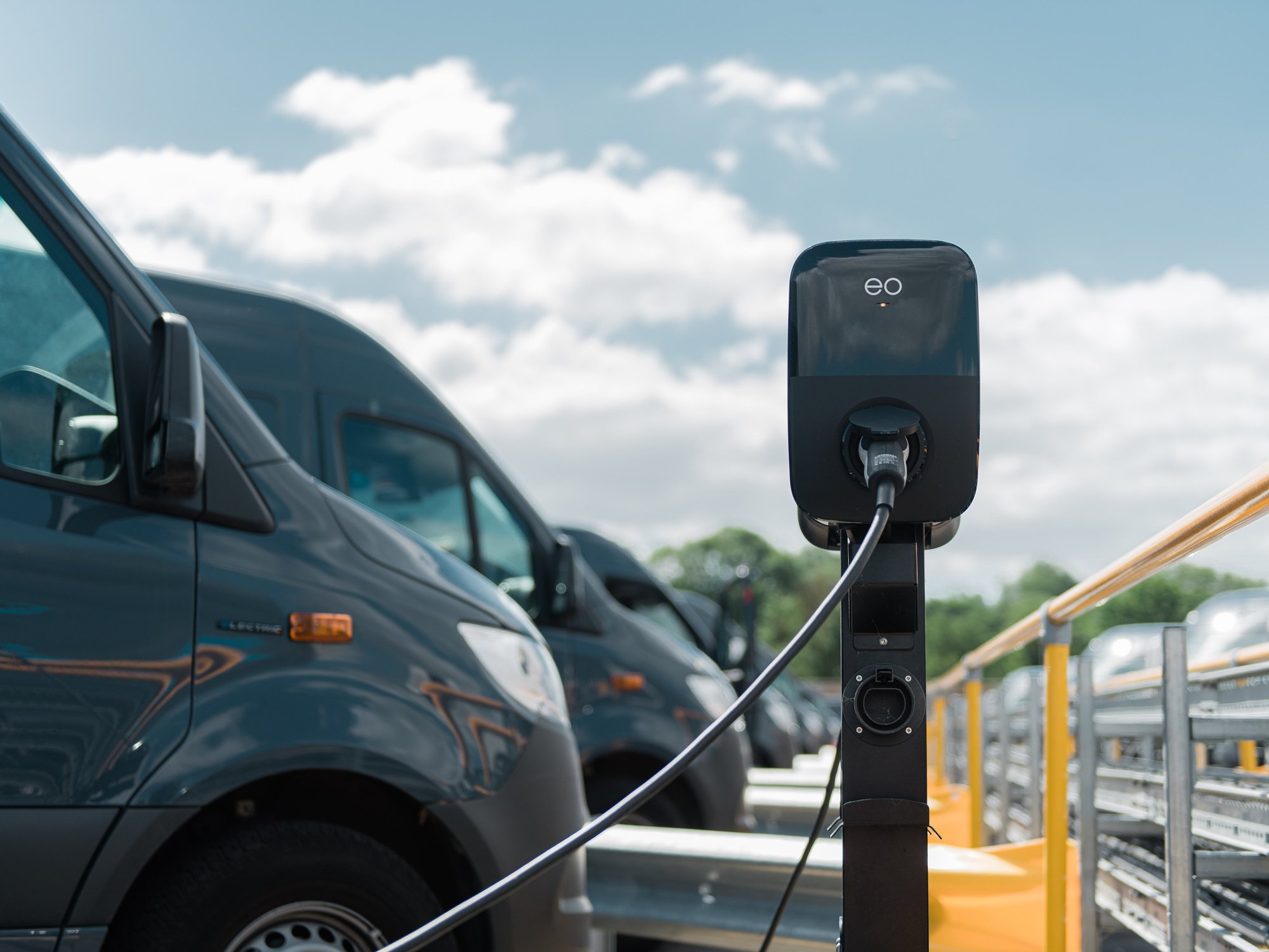 An EO device charging an electric van