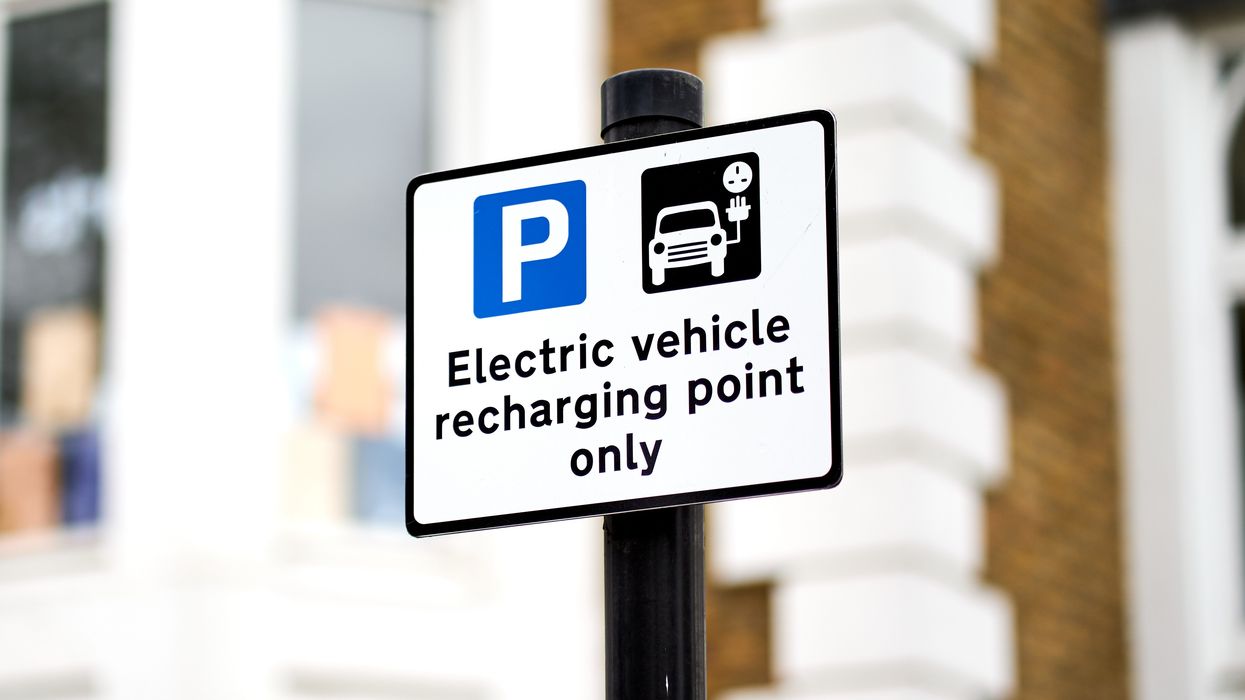 An EV charging sign