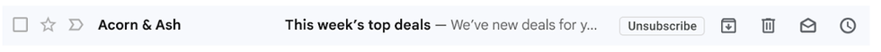 an example of the new unsubscribe button in the Gmail inbox