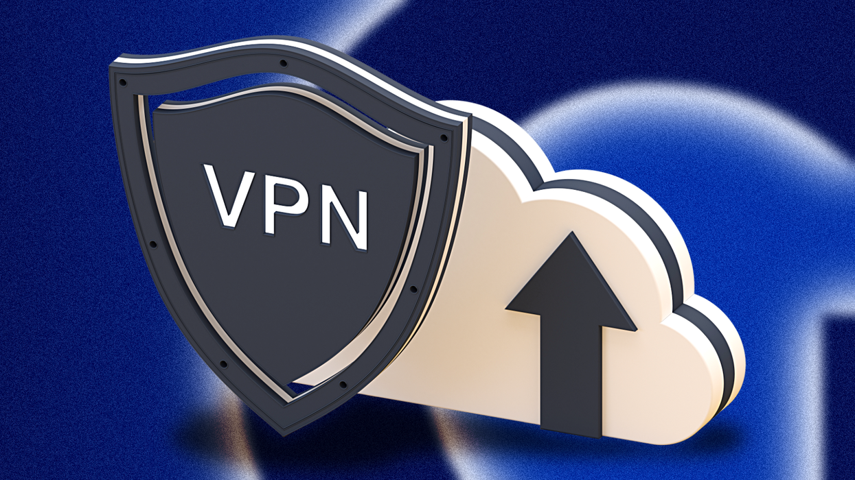 an icon demonstrating how vpn services work with a colourful blue background