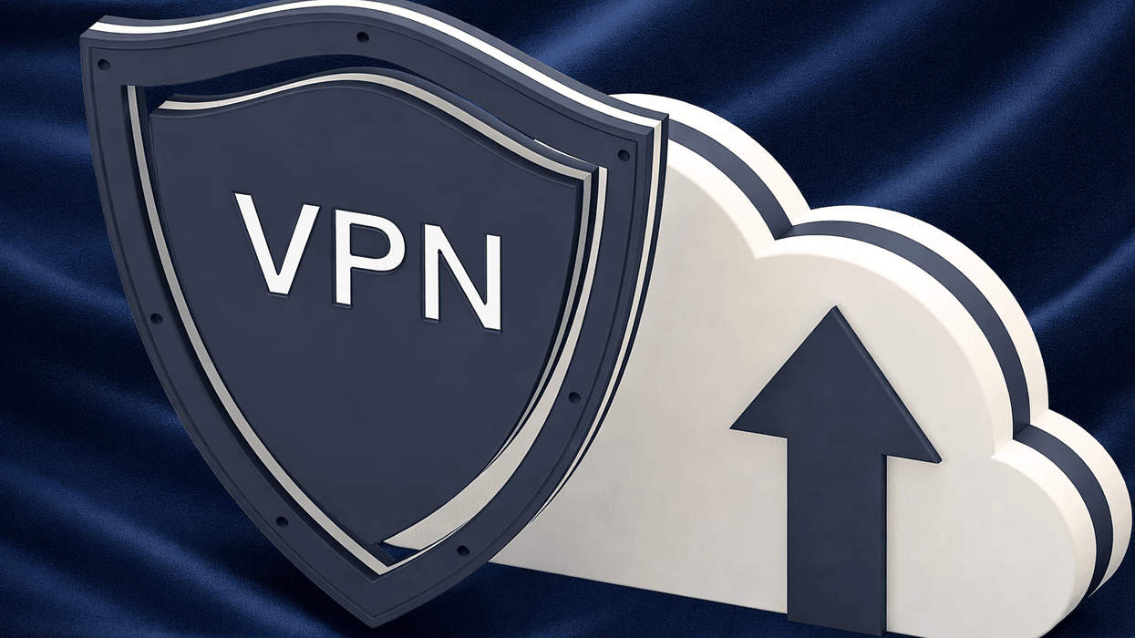 an icon demonstrating how vpn services work with a navy blue background