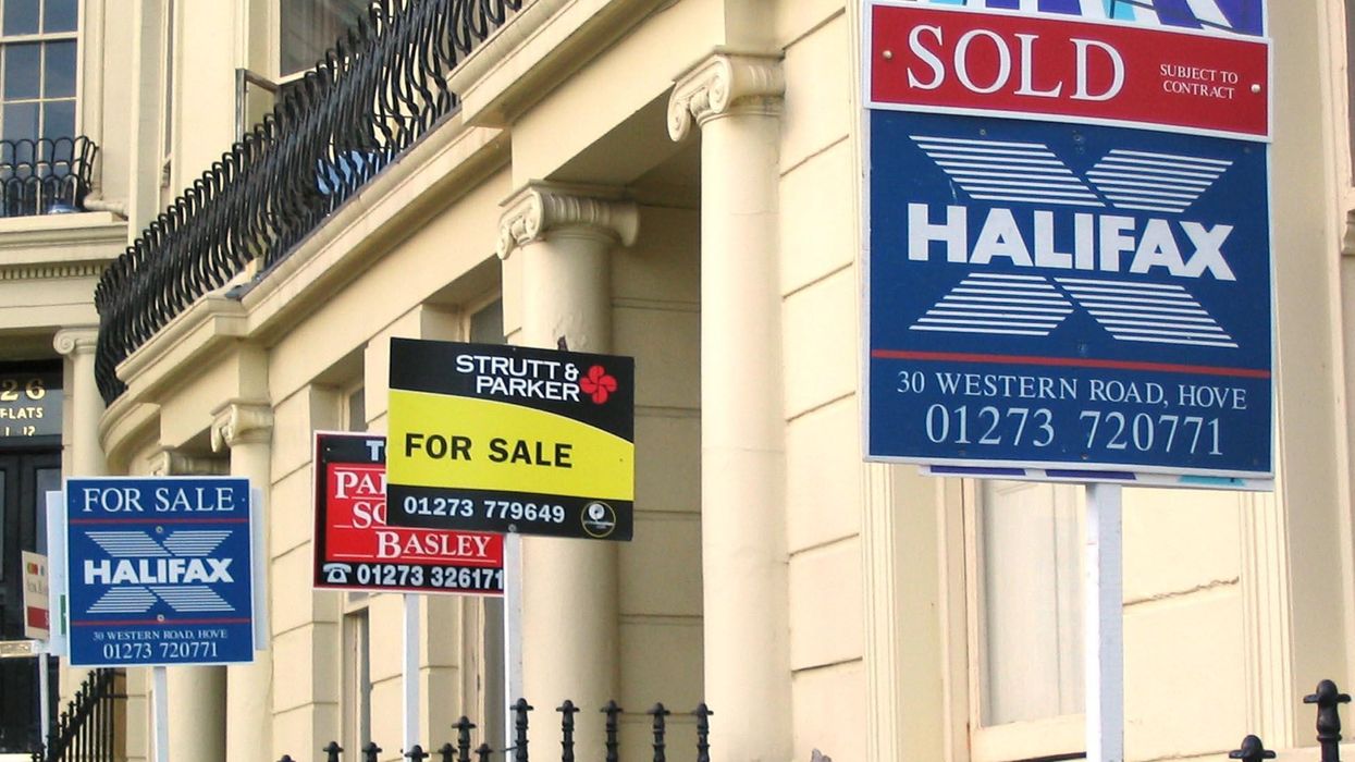 An image from a road in Brighton with several for sale signs outside