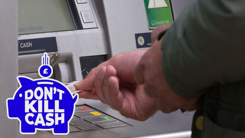 An image of a man taking cash out of an ATM