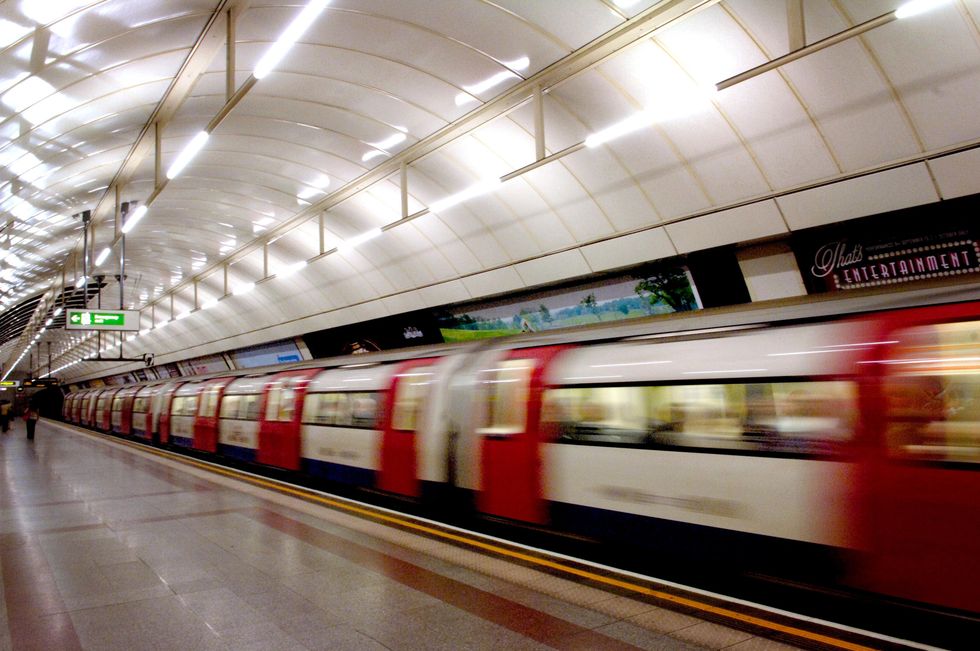 An image of a tube train at an Underground station
