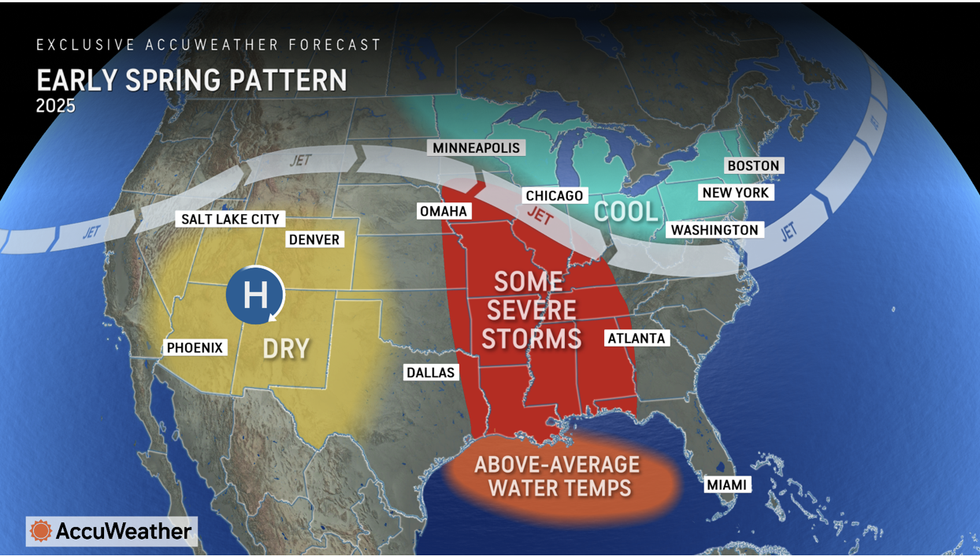 An image of Accuweather's early spring pattern
