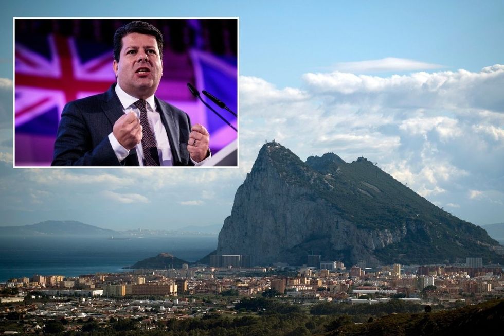 An image of Gibraltar with an inset of Fabian Picardo