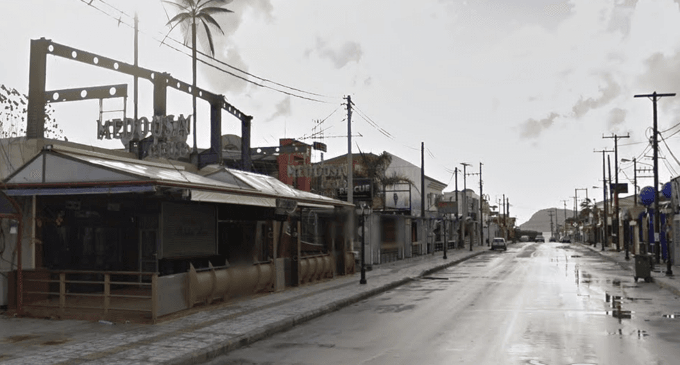 An image of Laganas' strip in Zante