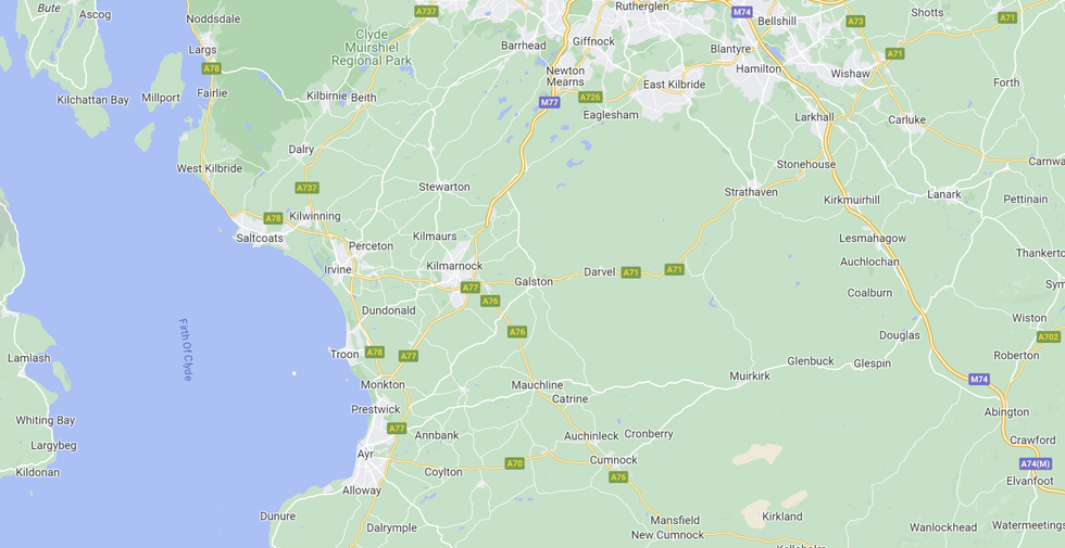 An image of the A77 in Scotland