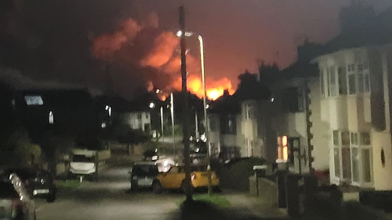 An image of the fire and smoke from the industrial estate fire