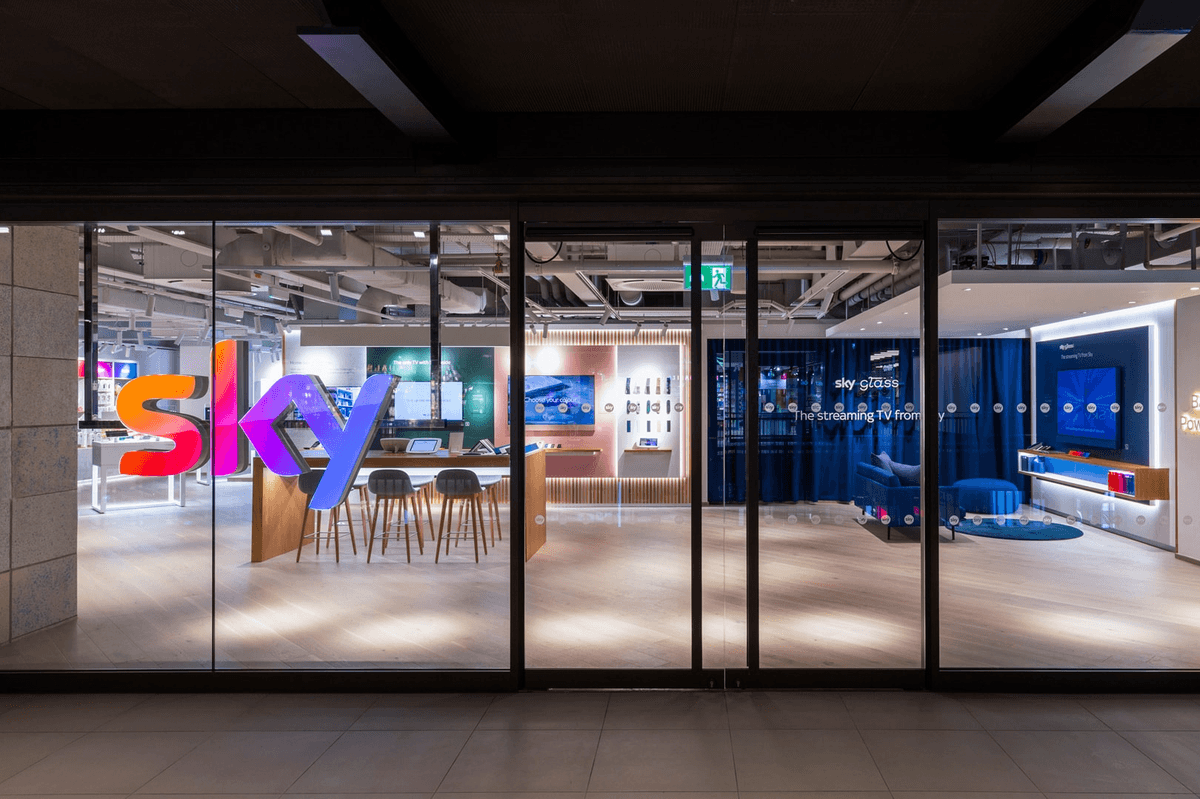 an image of the flagship Sky TV store in Battersea Power Station, London