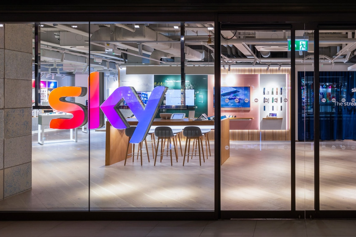 an image of the flagship Sky TV store in Battersea Power Station, London 