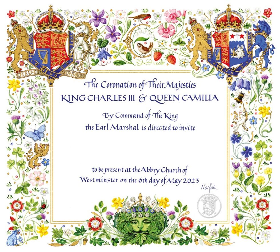An image of the invitation to King Charles' Coronation
