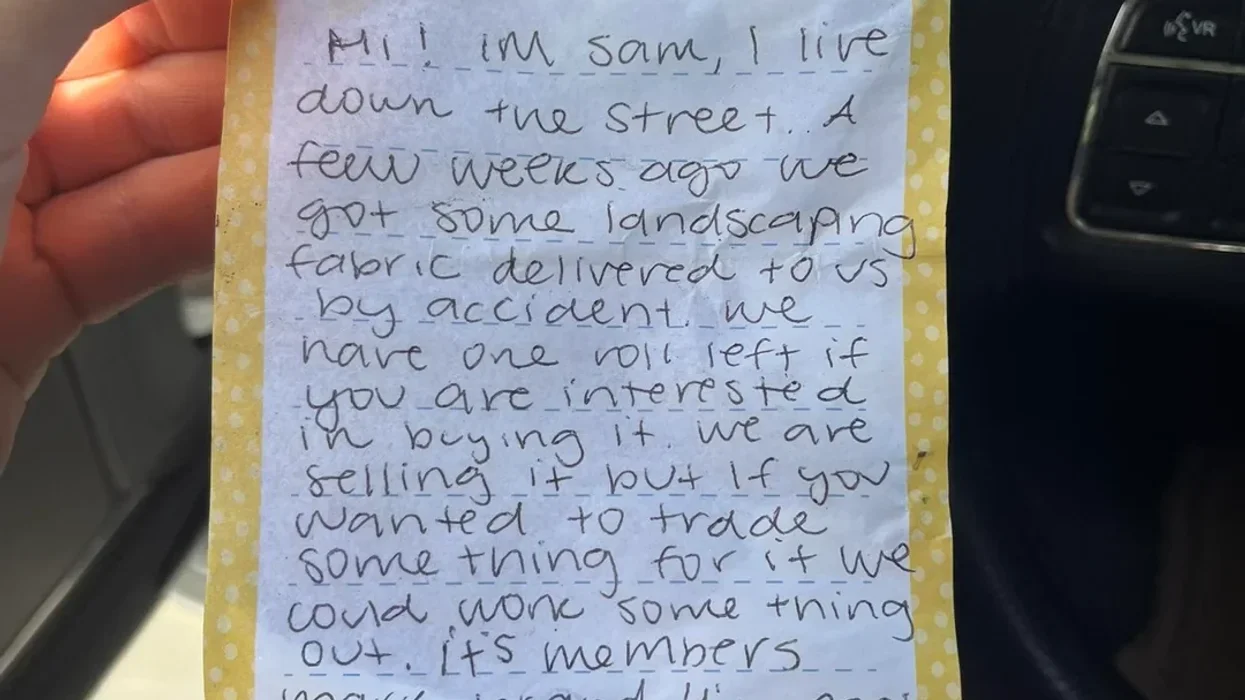 An image of the note to the intended recipient