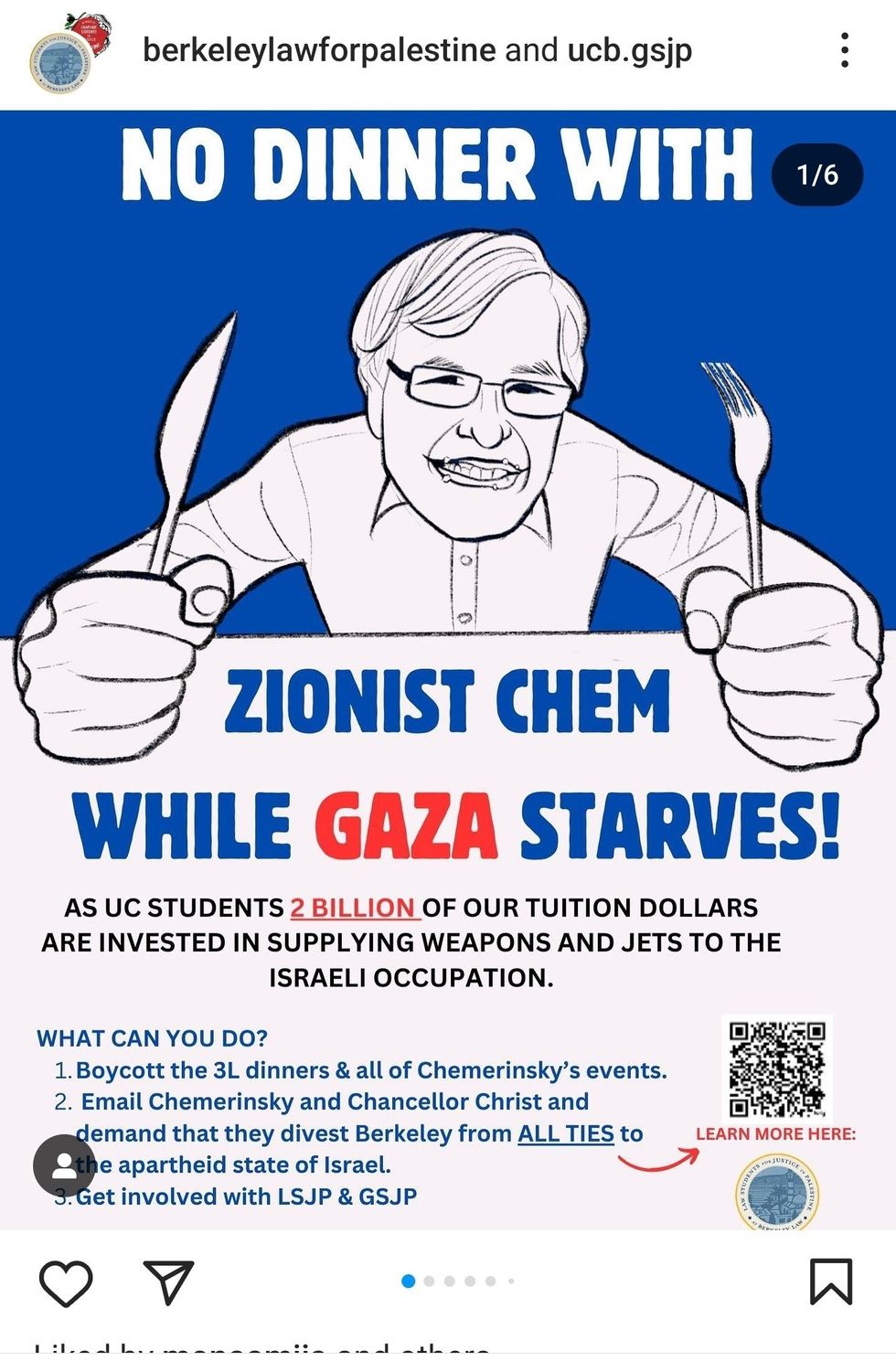 An image of the social media cartoon calling for students to boycott the dinner