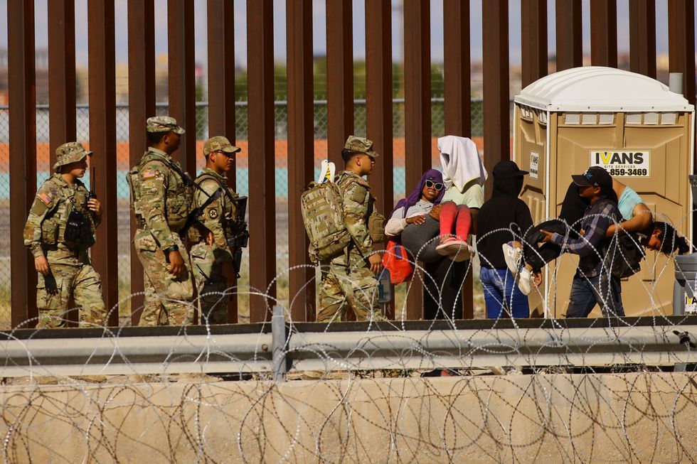 An image of the Texas National Guard on the US-Mexico border