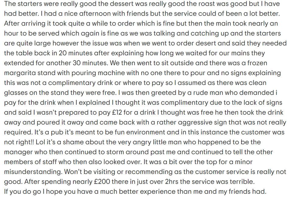 An image of the TripAdvisor review
