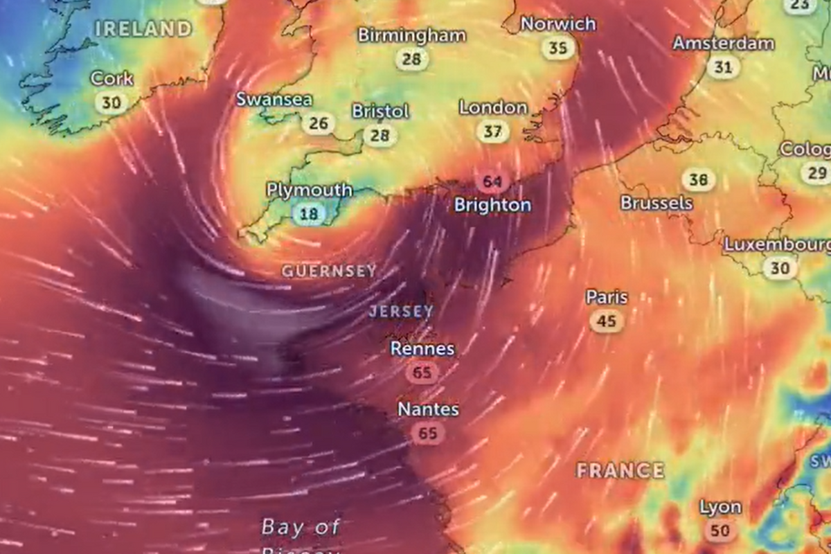An image of the winds Storm Ciaran could bring to the UK