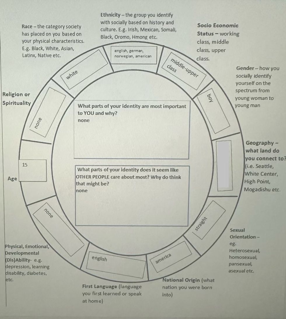 An image of the worksheet used by Golash