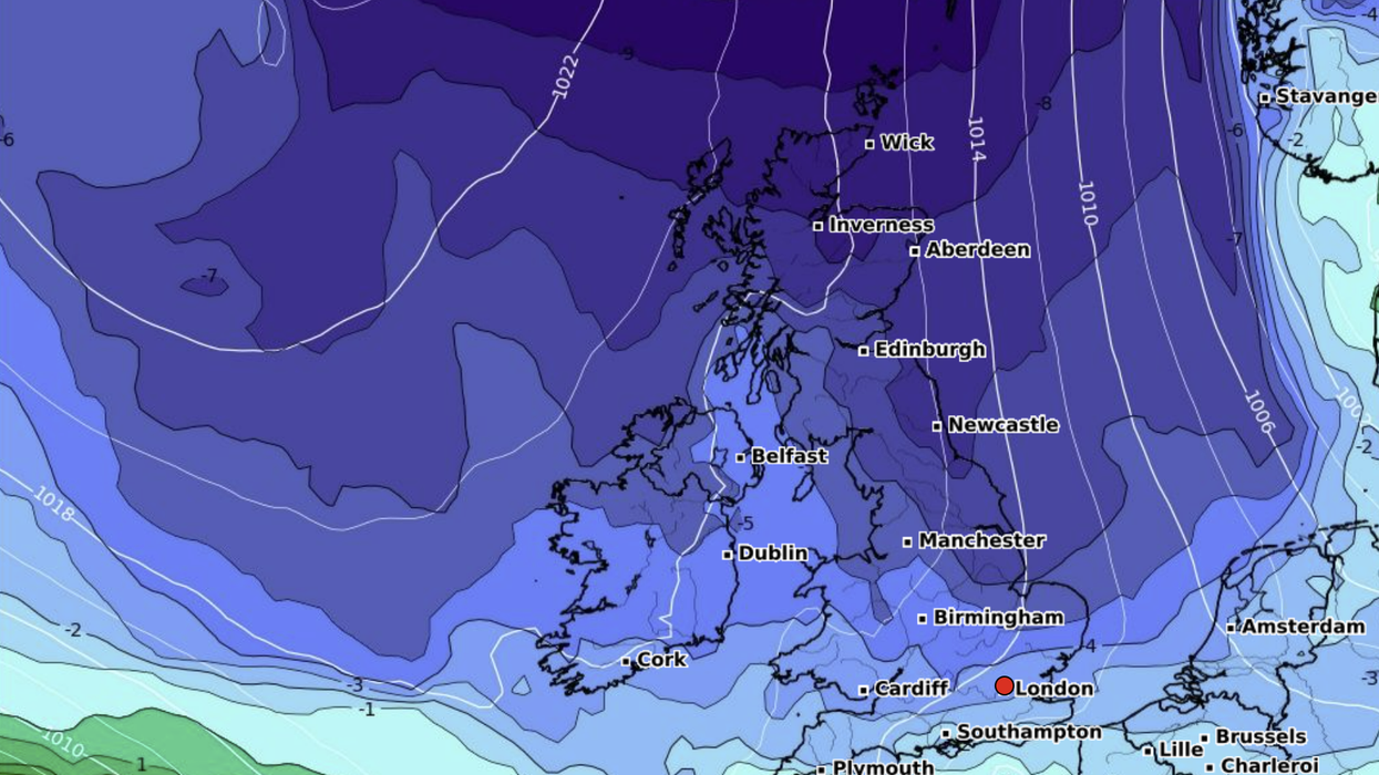 An image of WXCHARTS forecast for 850 hPa temperature