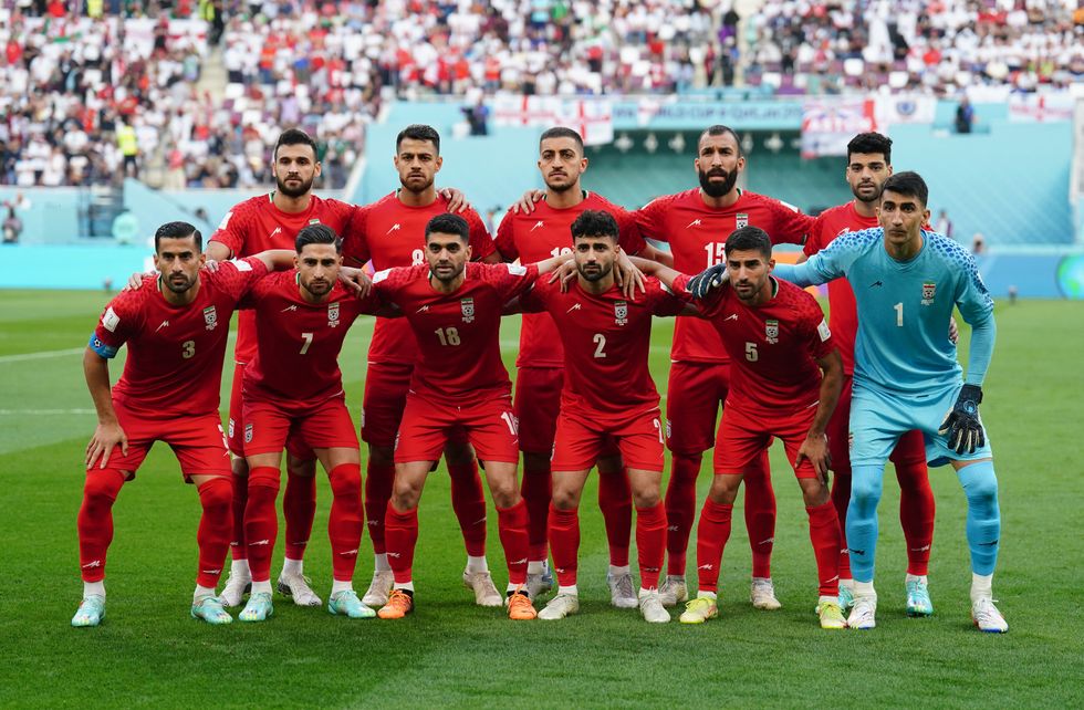 An Iran team group photo ahead of the FIFA World Cup Group B match at the Khalifa International Stadium, Doha. Picture date: Monday November 21, 2022.
