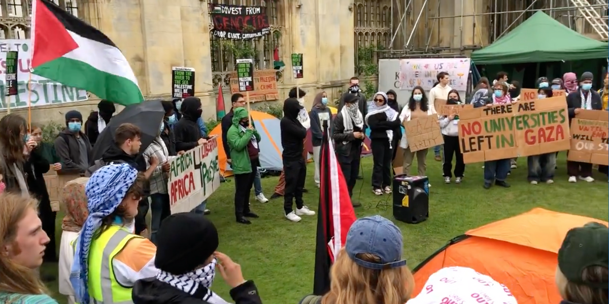 NextImg:Israeli flag ripped from Jewish student hands at Cambridge University pro-Palestine protest