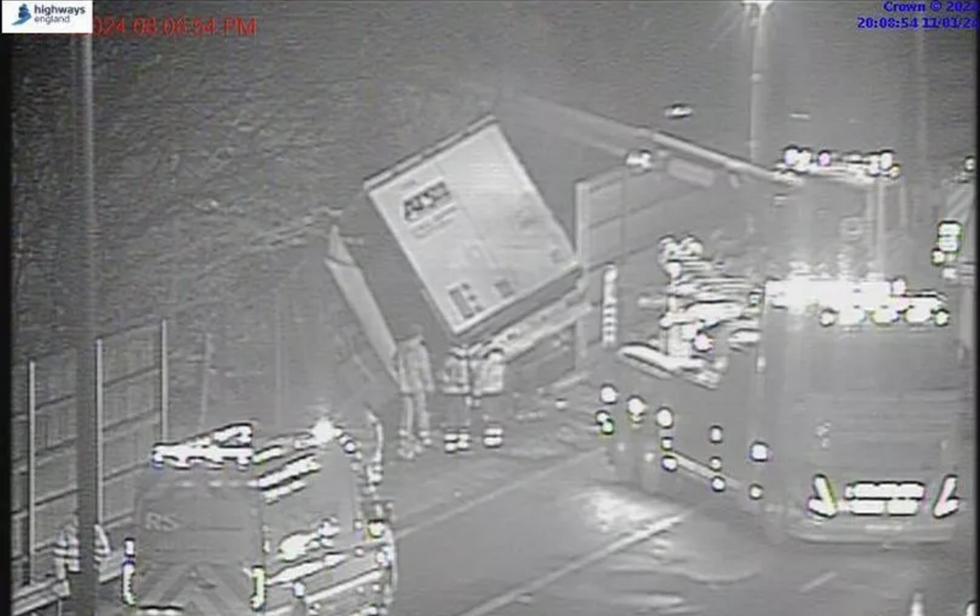 An lorry being recovered