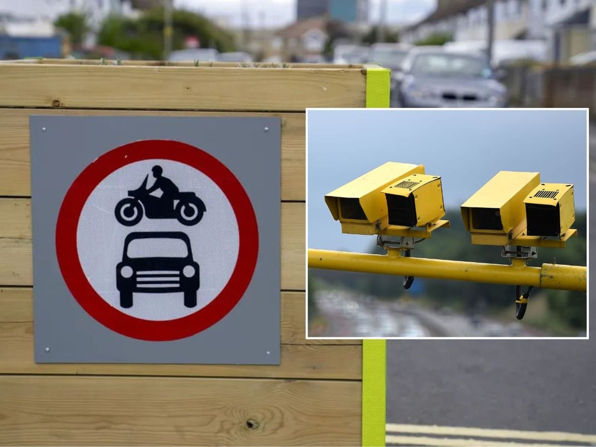 An LTN bollard and road cameras