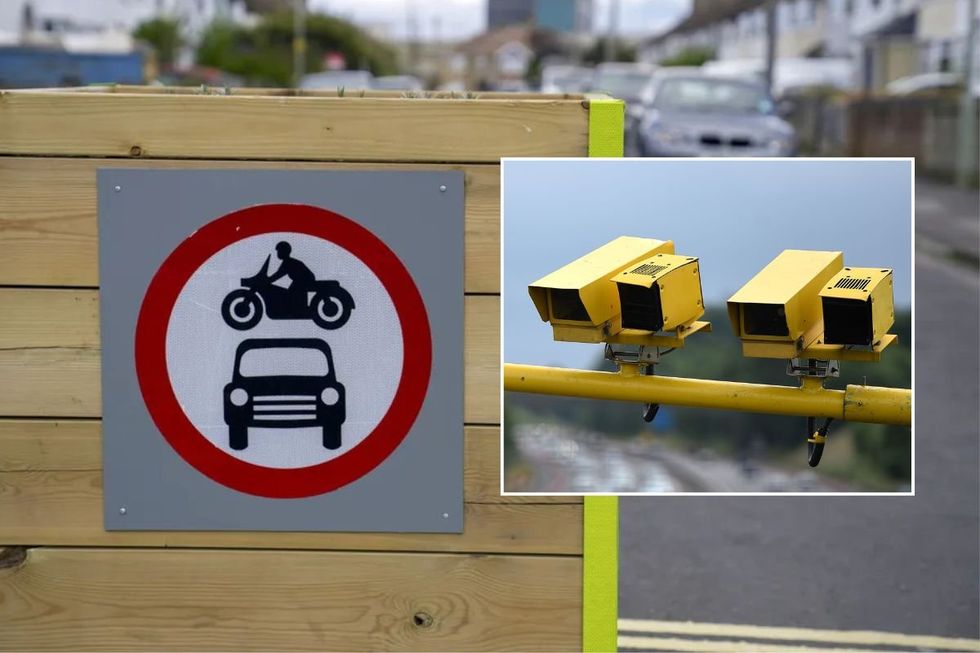 An LTN bollard and road cameras