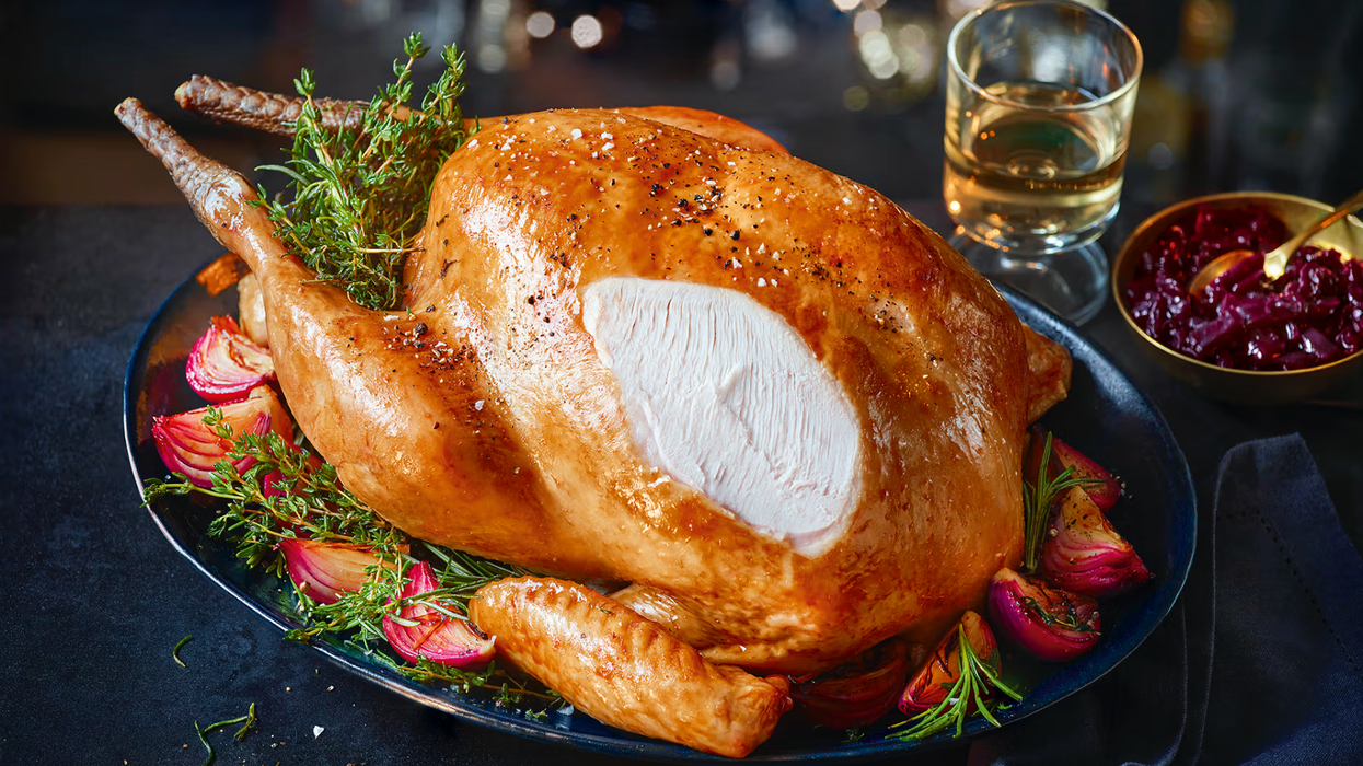 an M&S christmas food order with a turkey pictured on a plate