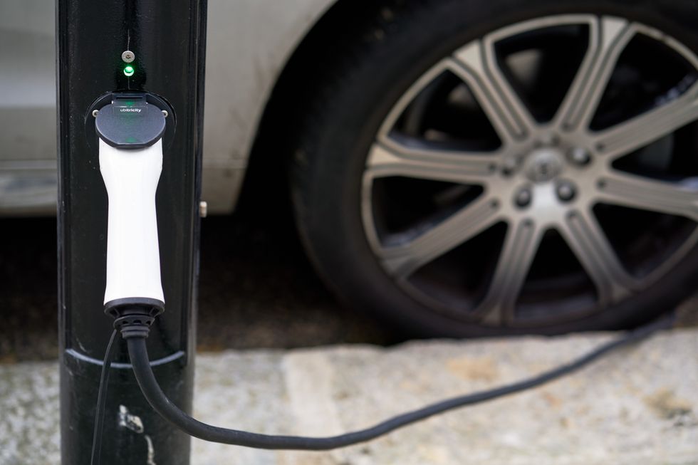 An on-street electric car charger