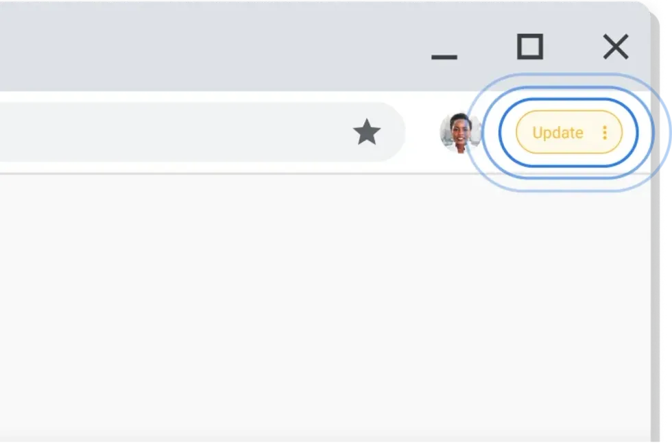 an update to google chrome is waiting to be applied by the user