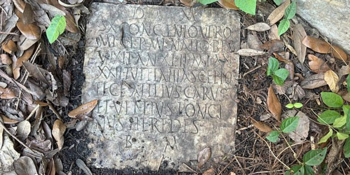 NextImg:Ancient Roman 'gravestone' uncovered in AMERICA by couple weeding their garden