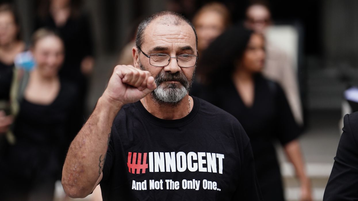 Andrew Malkinson, who served 17 years in prison for a rape he did not commit, outside the Royal Courts of Justice in London