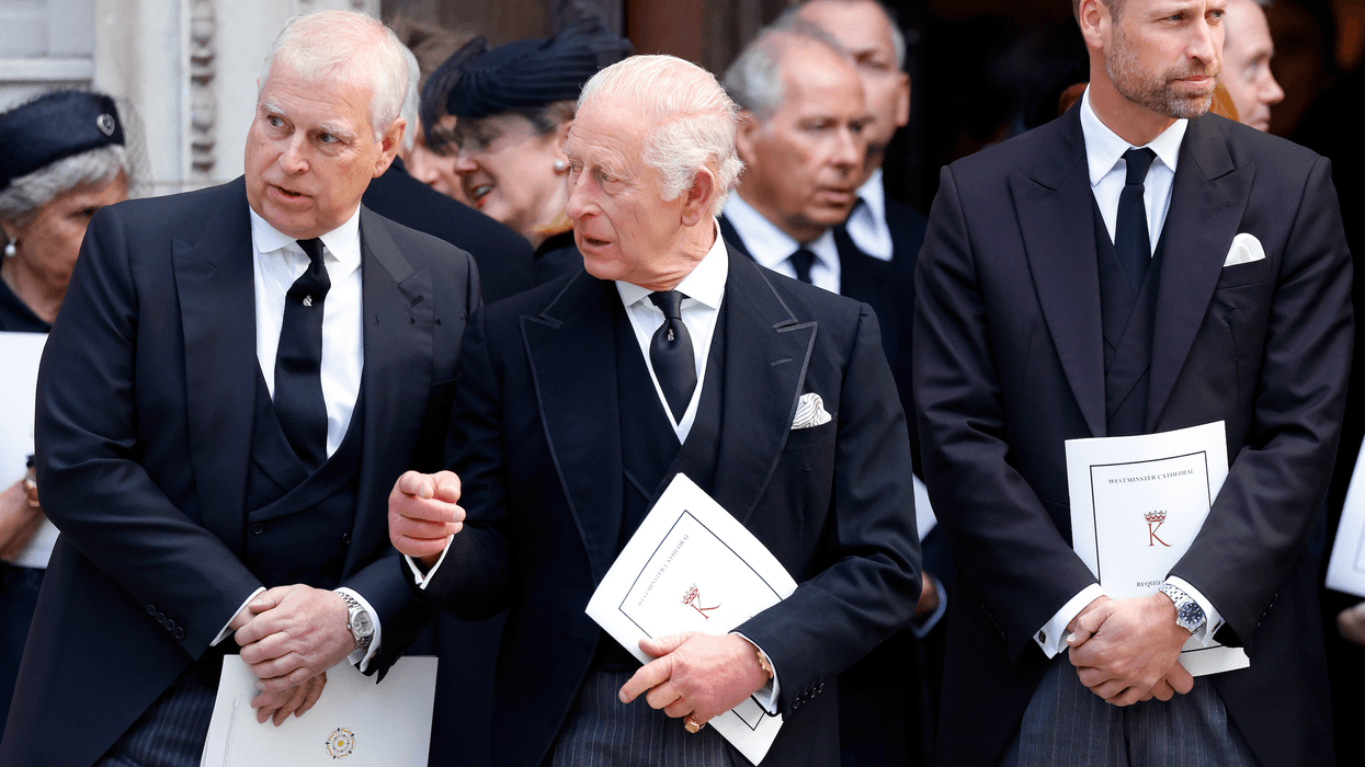 Andrew Mountbatten-Windsor (left), King Charles (middle), Prince William