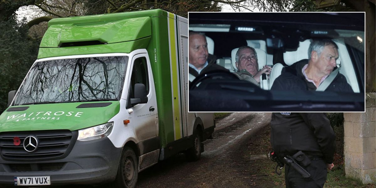 Andrew’s security team spotted stocking up on beer as Waitrose van heads for Wood Farm Andrew’s security team spotted stocking up on beer as Waitrose van heads for Wood Farm