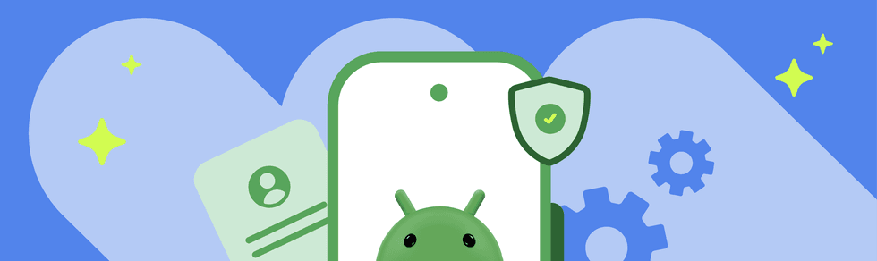 Android mascot displayed on mobile