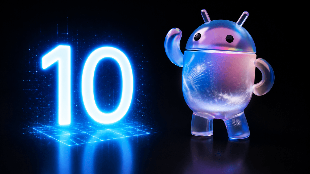 Android mascot next to the number 10