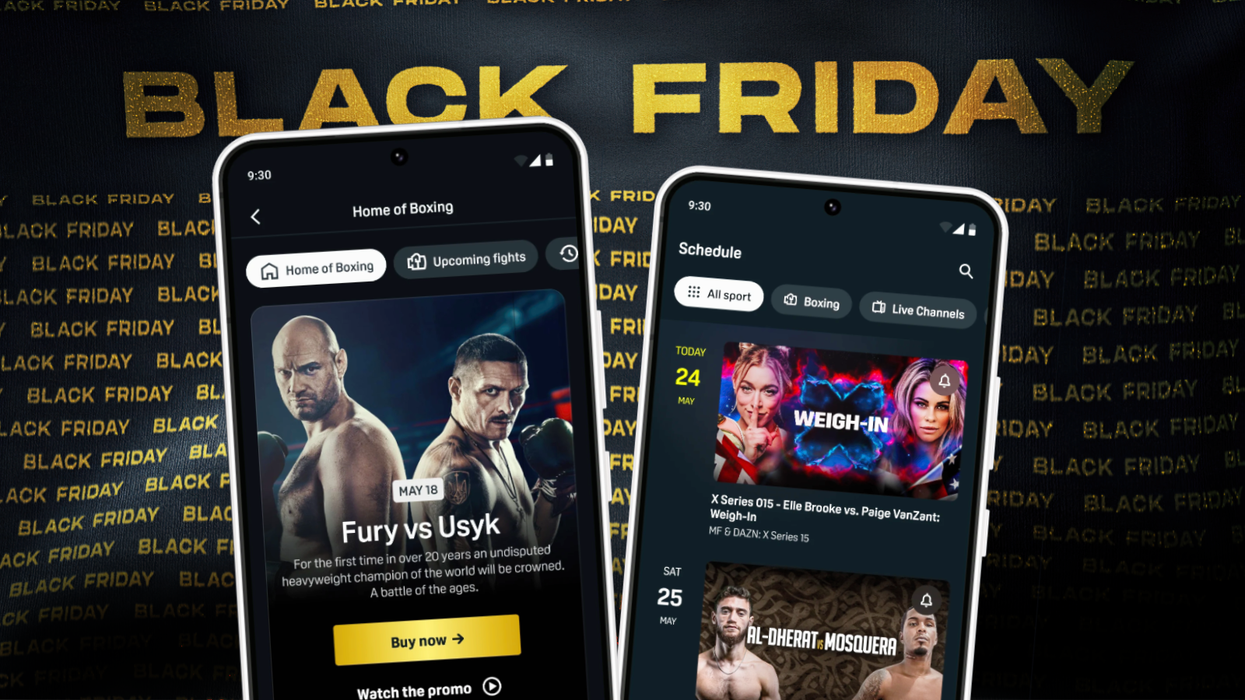 android phones with DAZN streaming service on-screen with upcoming boxing livestreams