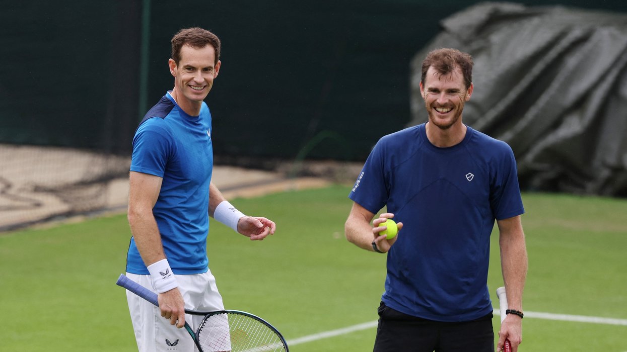 Andy and Jamie Murray were all smiles in their practice session