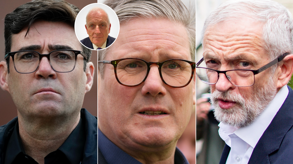 Andy Burnham (left), Keir Starmer (middle), Jeremy Corbyn (right)