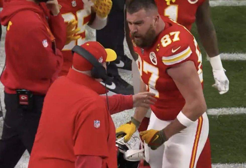 Andy Reid appeared startled after being shoved