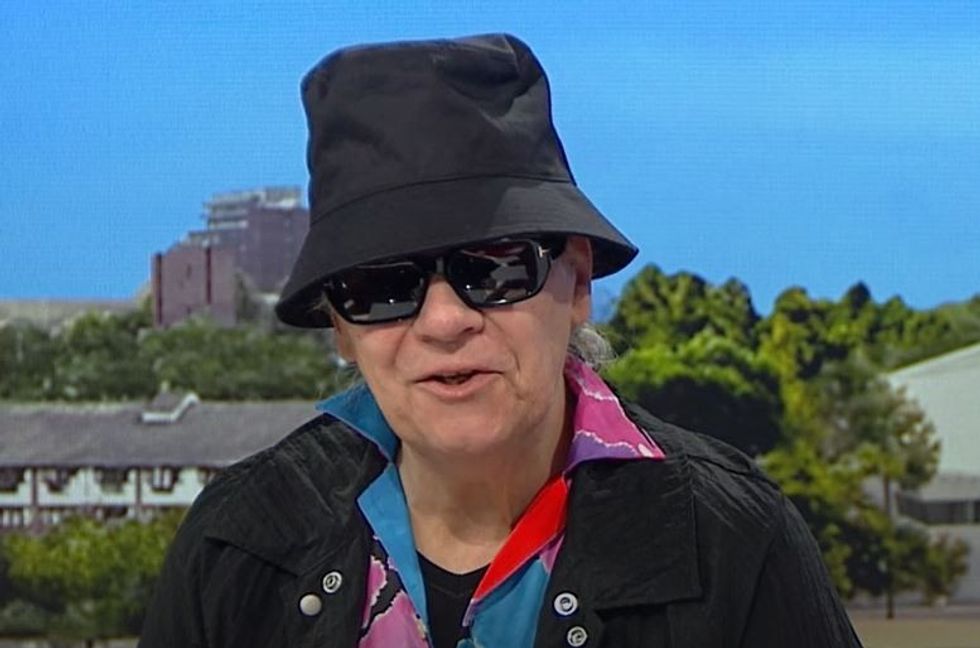Andy Taylor on BBC Breakfast in hat and sunglasses