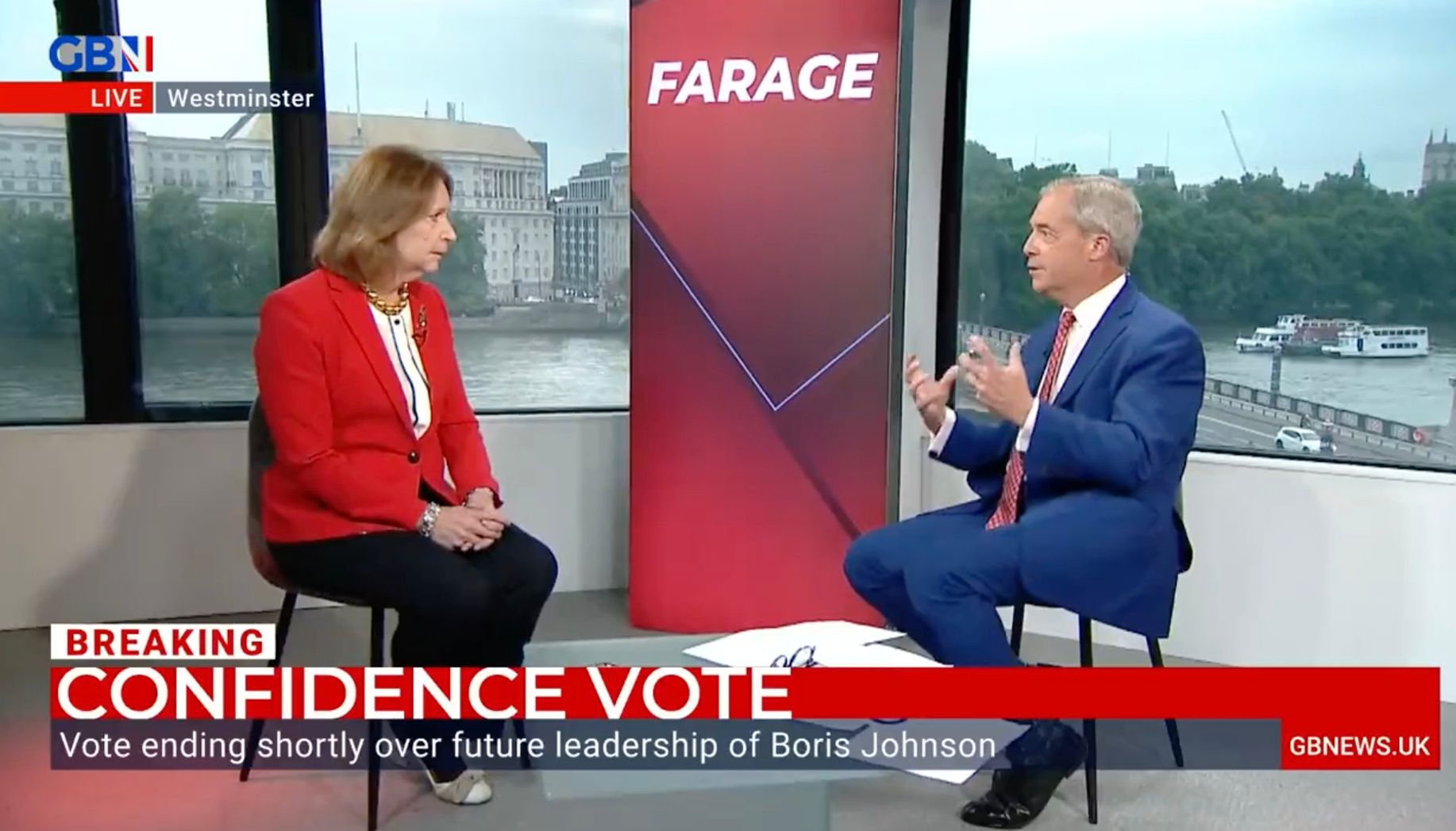 Angela Knight spoke to GB News Presenter Nigel Farage in the run up to the vote of no confidence