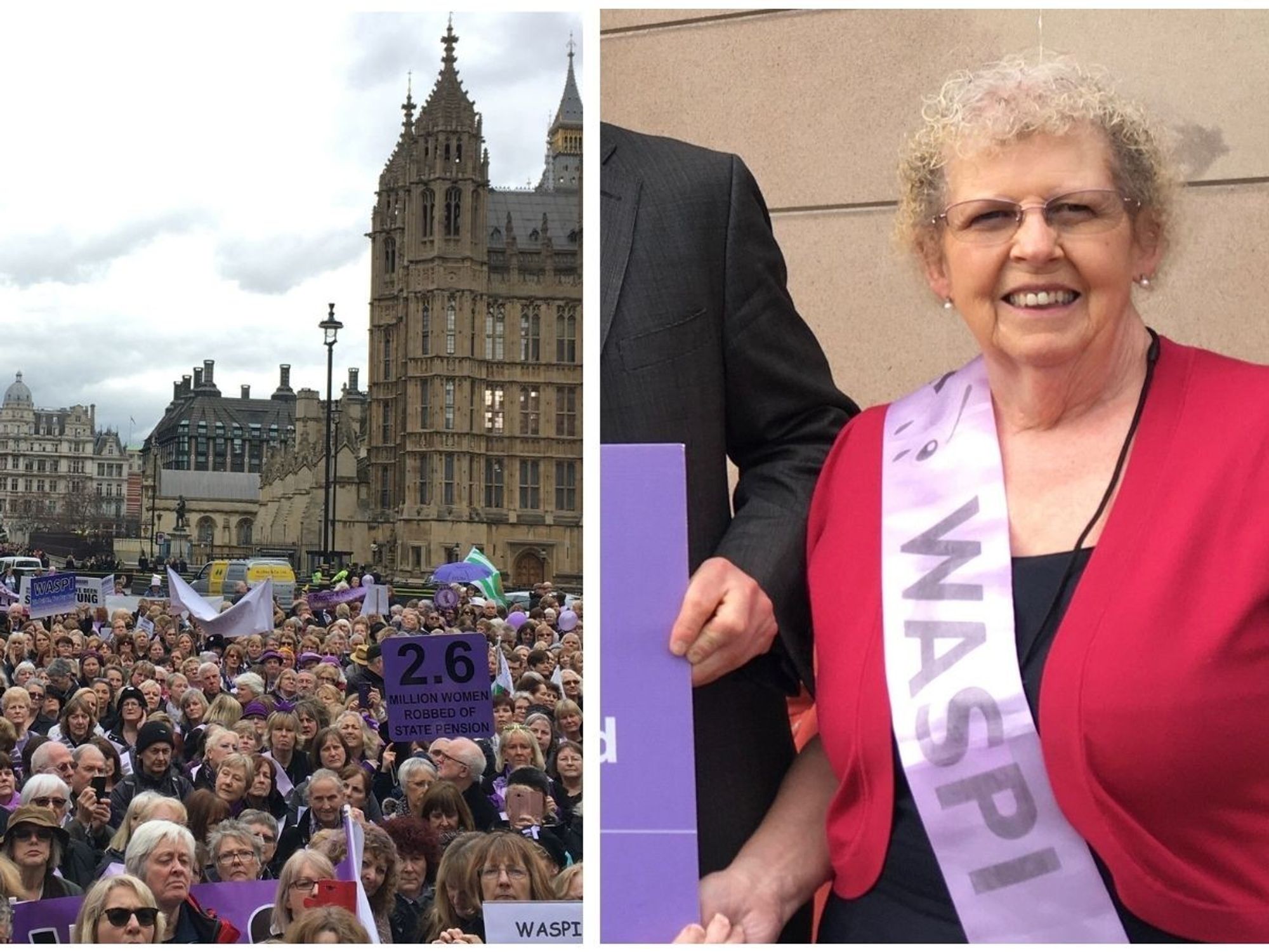 Angela Madden and WASPI campaigners